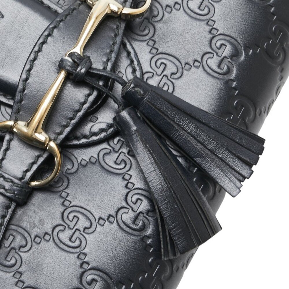 GUCCI Black Leather Horsebit Shoulder Bag - Picture 8 of 15